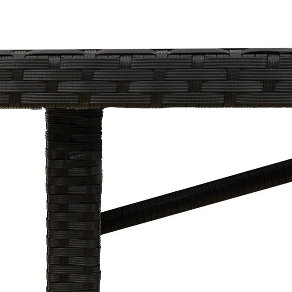 Mesa de jardim com tampo de vidro 190x80x74 cm vime PE preto