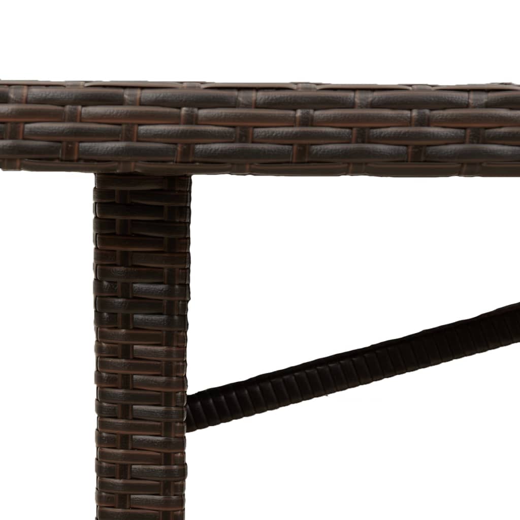 Mesa de jardim com tampo de vidro 190x80x74 cm vime PE castanho