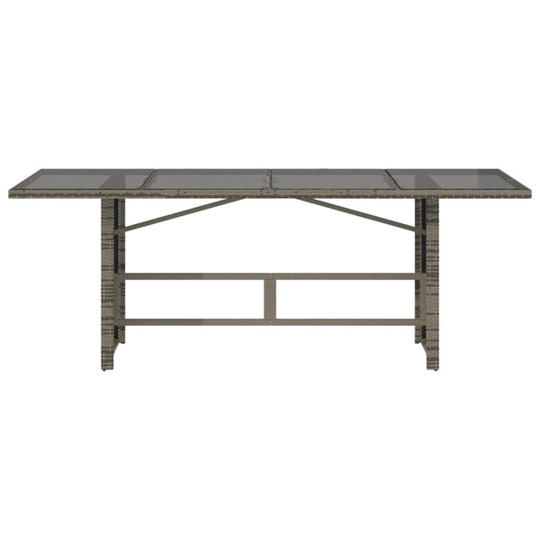 Mesa de jardim com tampo de vidro 190x80x74 cm vime PE cinza