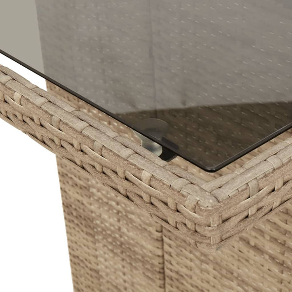 Mesa de jardim com tampo de vidro 190x80x74 cm vime PE bege