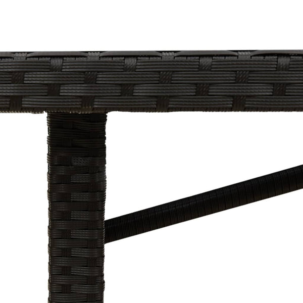 Mesa de jardim com tampo em acácia 190x80x74 cm vime PE preto