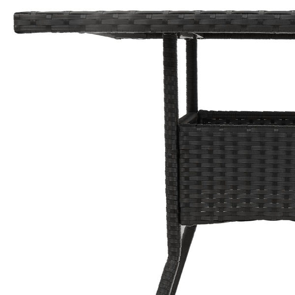 Mesa de jardim com tampo em acácia 80x80x75 cm vime PE preto