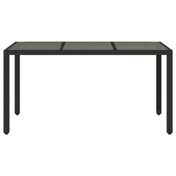 Mesa de jardim com tampo de vidro 150x90x75 cm vime PE preto