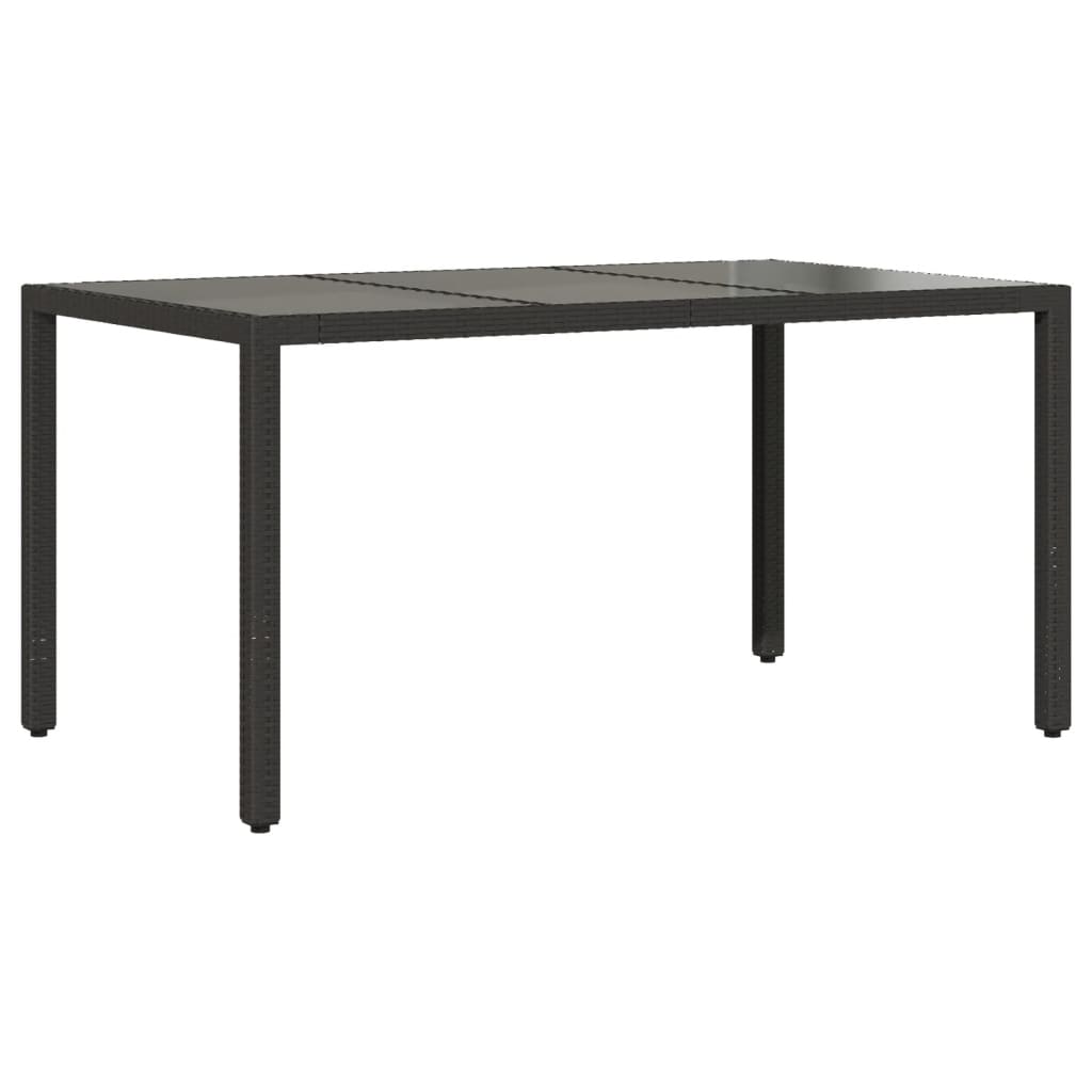 Mesa de jardim com tampo de vidro 150x90x75 cm vime PE preto