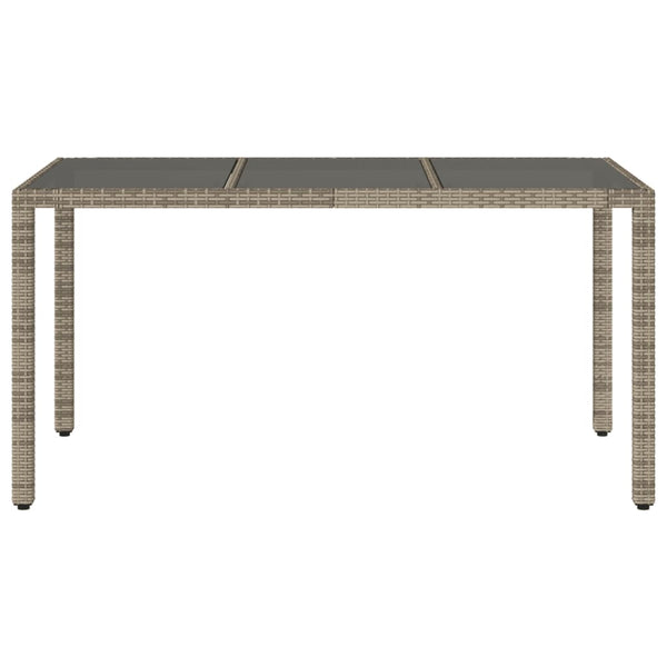 Mesa de jardim com tampo de vidro 150x90x75 cm vime PE cinzento