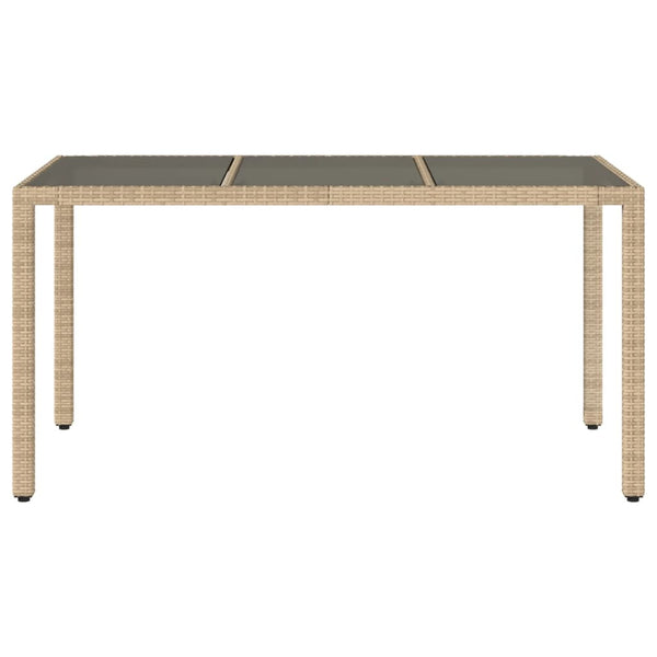 Mesa de jardim com tampo de vidro 150x90x75 cm vime PE bege