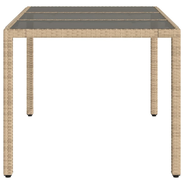 Mesa de jardim com tampo de vidro 150x90x75 cm vime PE bege