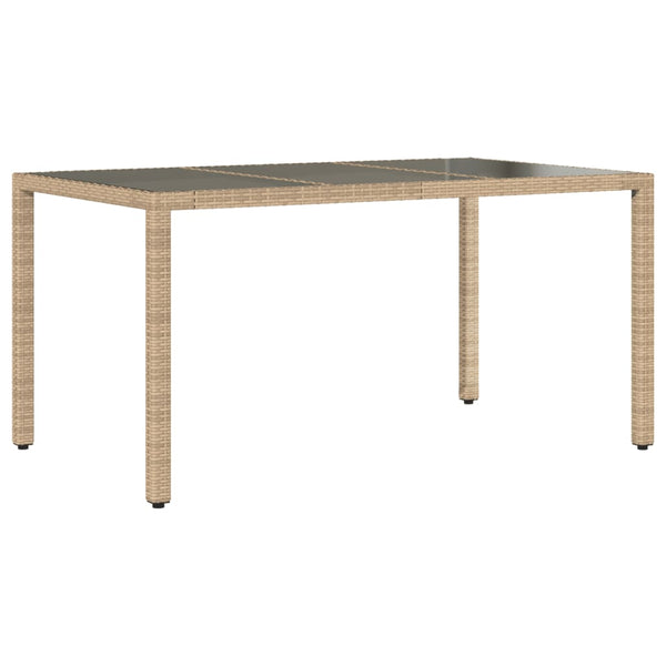 Mesa de jardim com tampo de vidro 150x90x75 cm vime PE bege