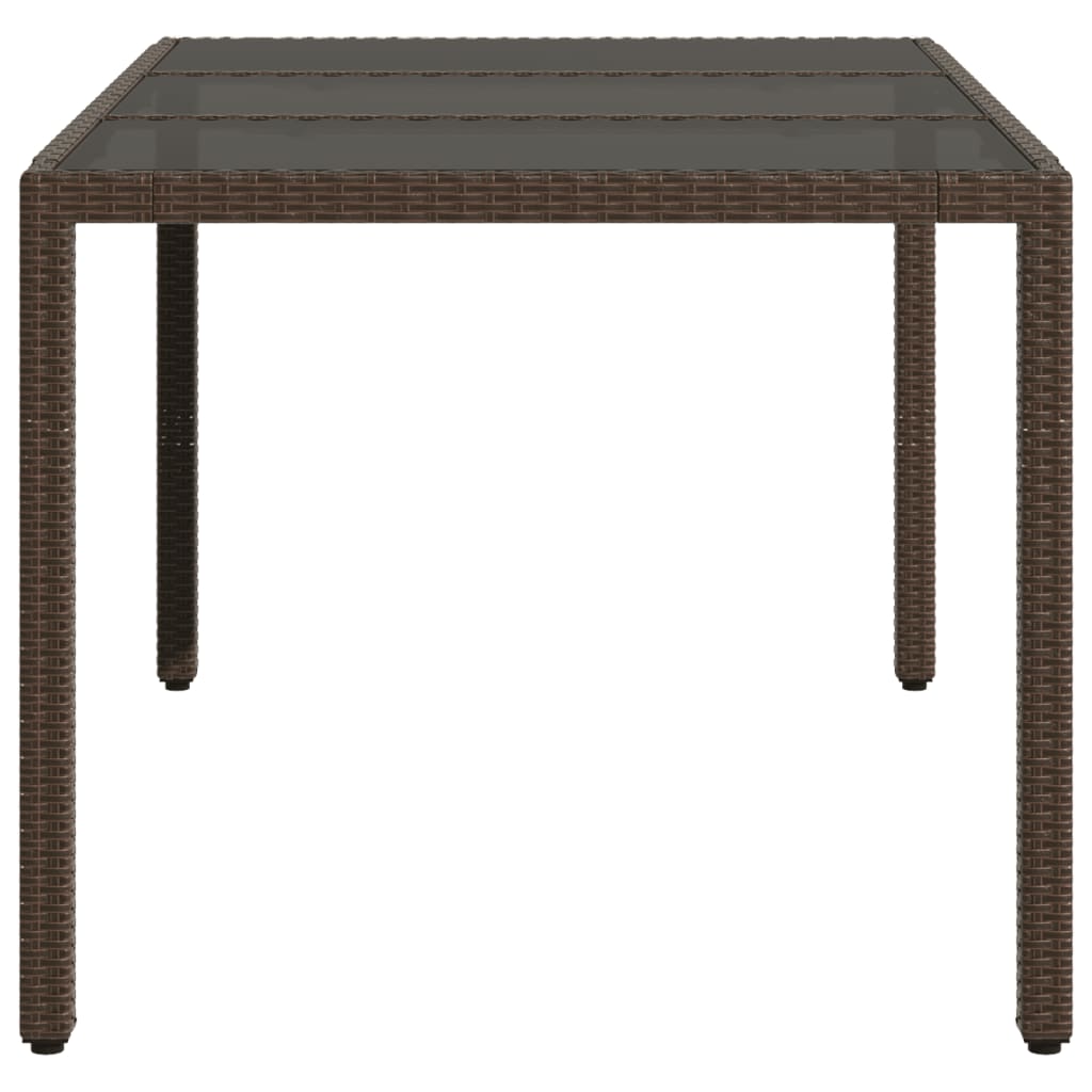 Mesa de jardim com tampo de vidro 150x90x75 cm vime PE castanho