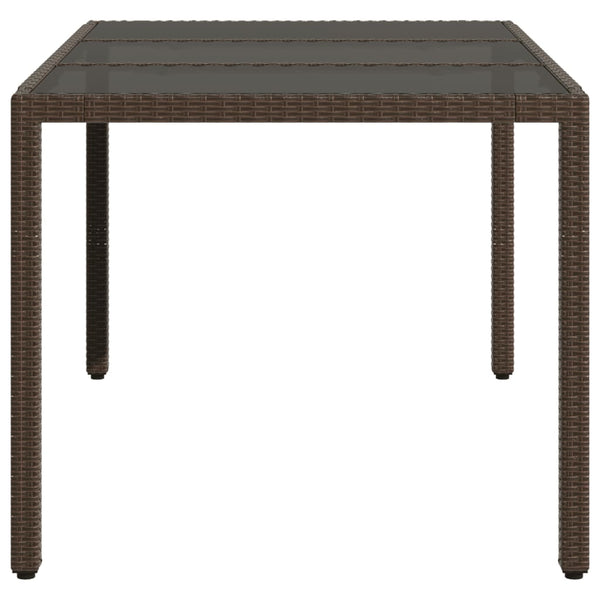 Mesa de jardim com tampo de vidro 150x90x75 cm vime PE castanho