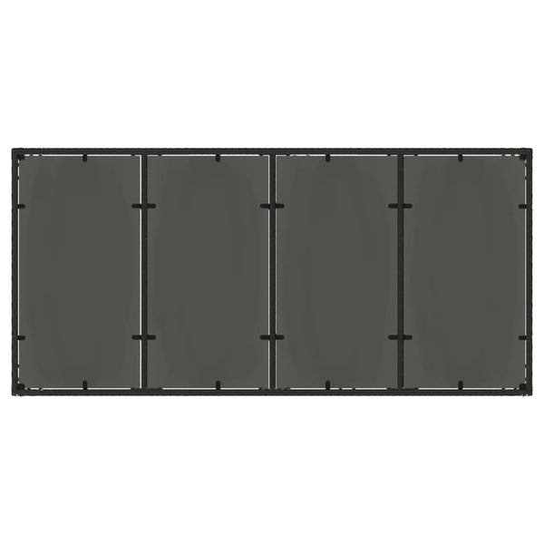 Mesa de jardim com tampo de vidro 190x90x75 cm vime PE preto