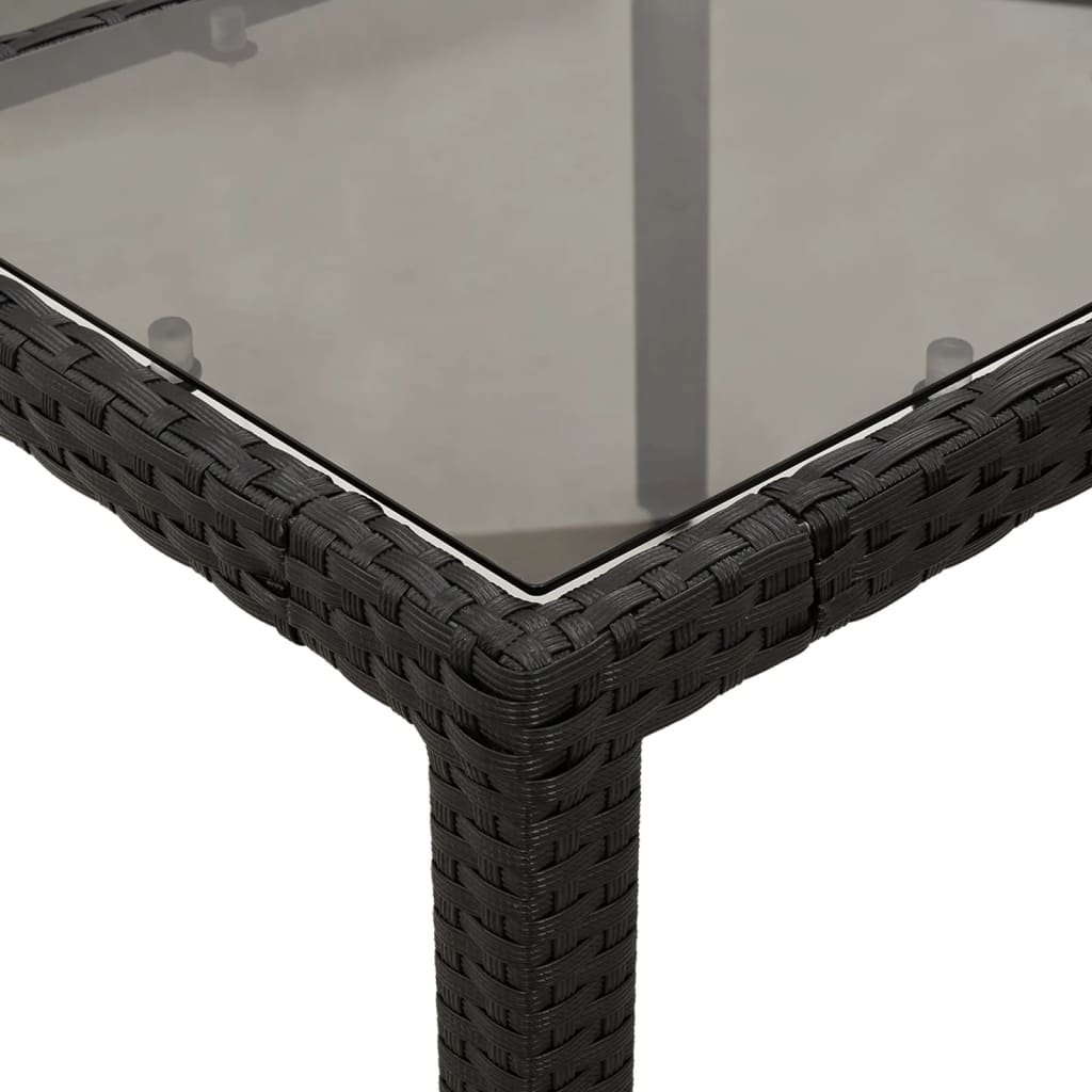 Mesa de jardim com tampo de vidro 190x90x75 cm vime PE preto