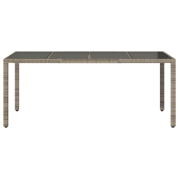 Mesa de jardim com tampo de vidro 190x90x75 cm vime PE cinza