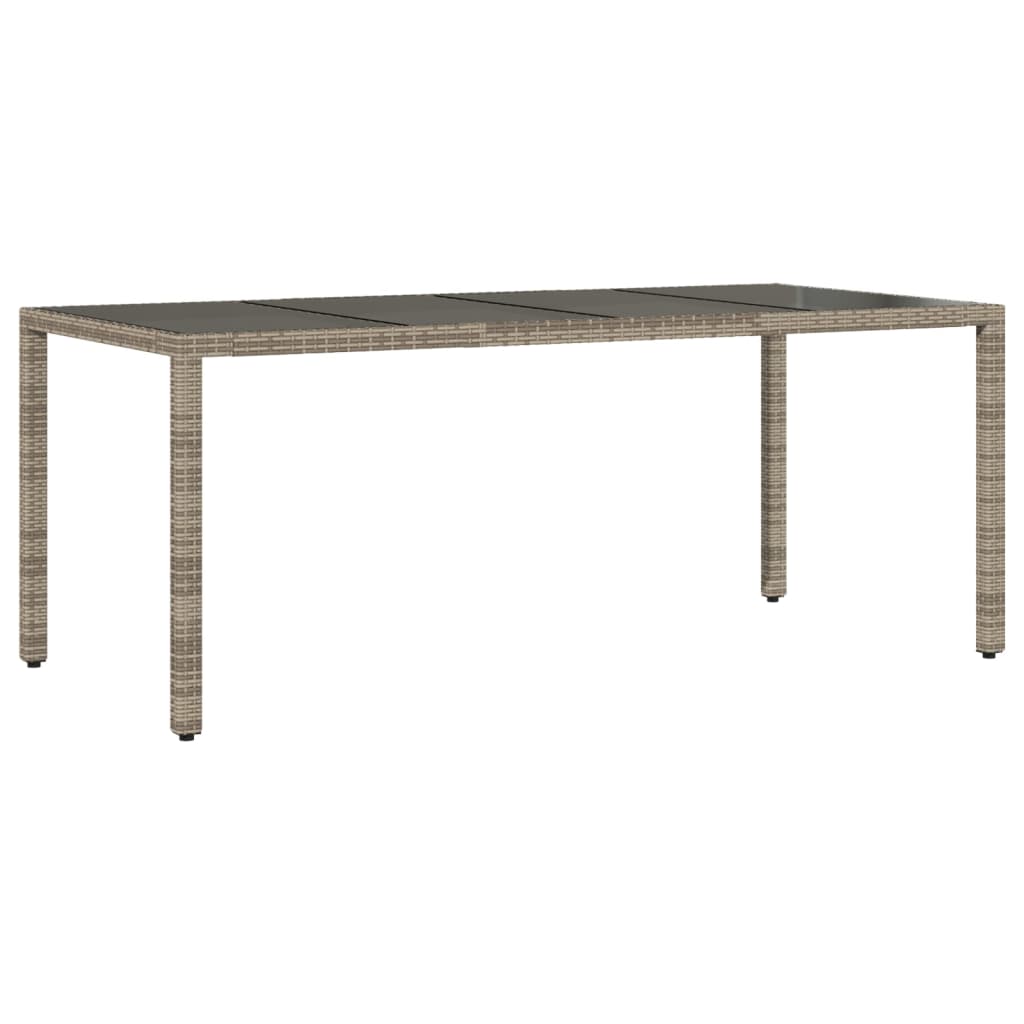 Mesa de jardim com tampo de vidro 190x90x75 cm vime PE cinza