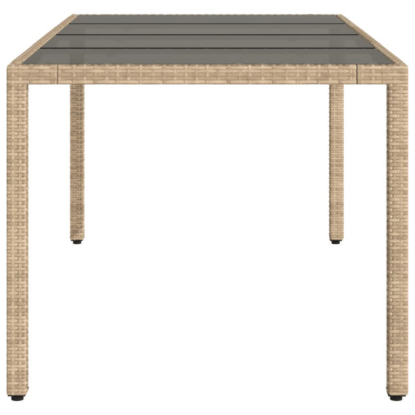 Mesa de jardim com tampo de vidro 190x90x75 cm vime PE bege