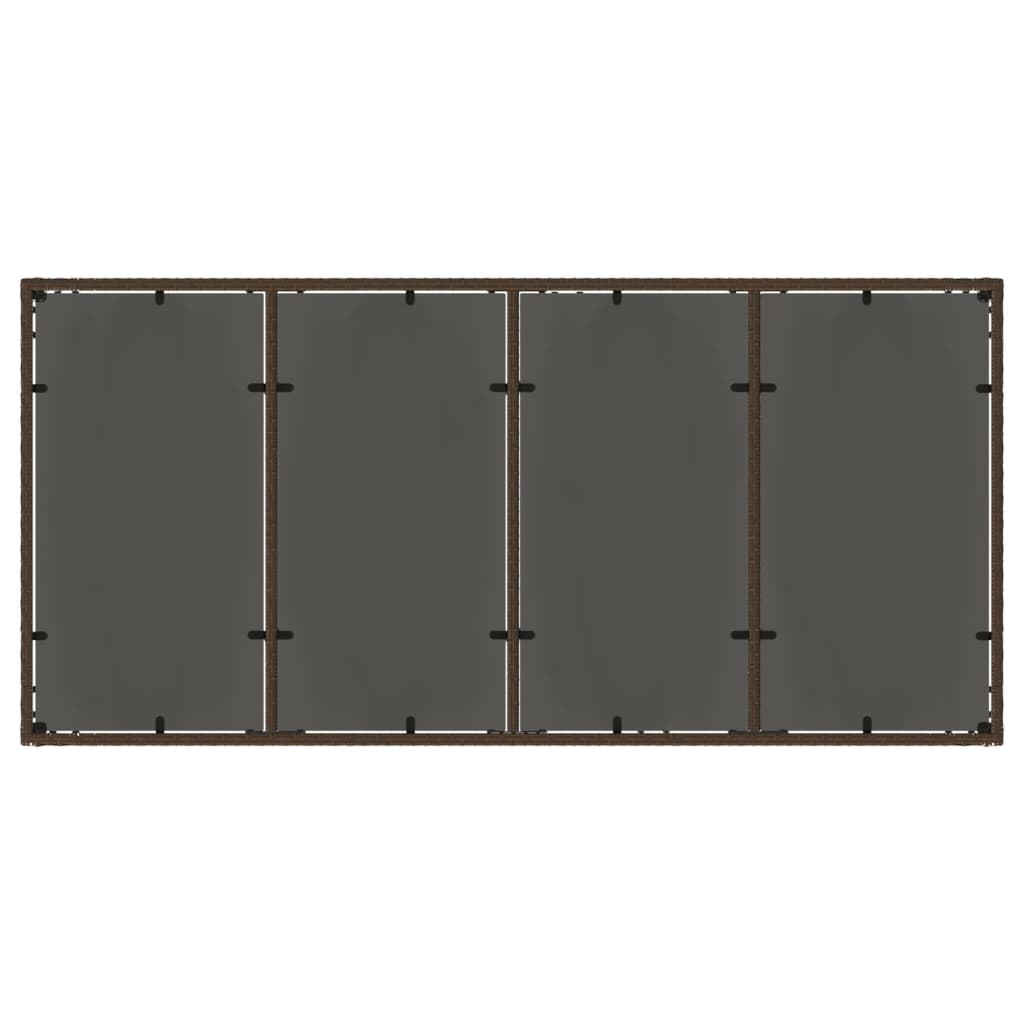 Mesa de jardim com tampo de vidro 190x90x75 cm vime PE castanho