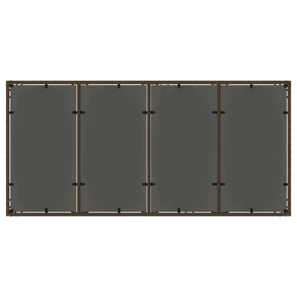 Mesa de jardim com tampo de vidro 190x90x75 cm vime PE castanho