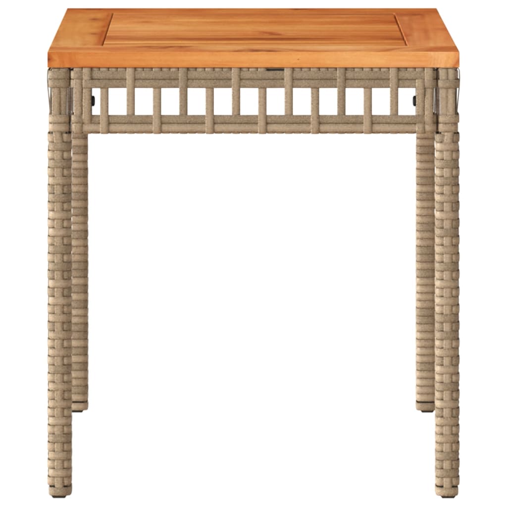 Mesa de jardim 38x38x42 cm vime PE/acácia mistura de beges