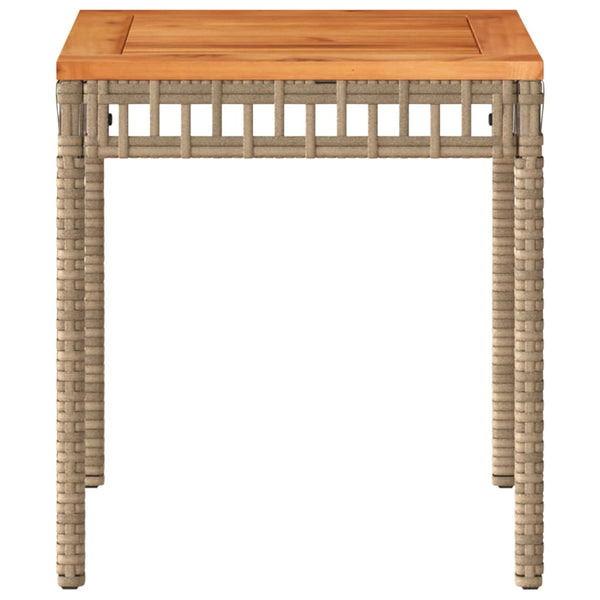 Mesa de jardim 38x38x42 cm vime PE/acácia mistura de beges