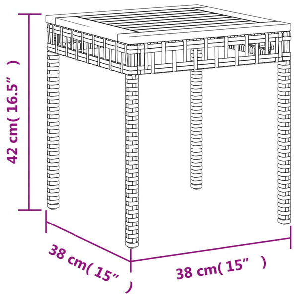 Mesa de jardim 38x38x42 cm vime PE/acácia mistura de beges