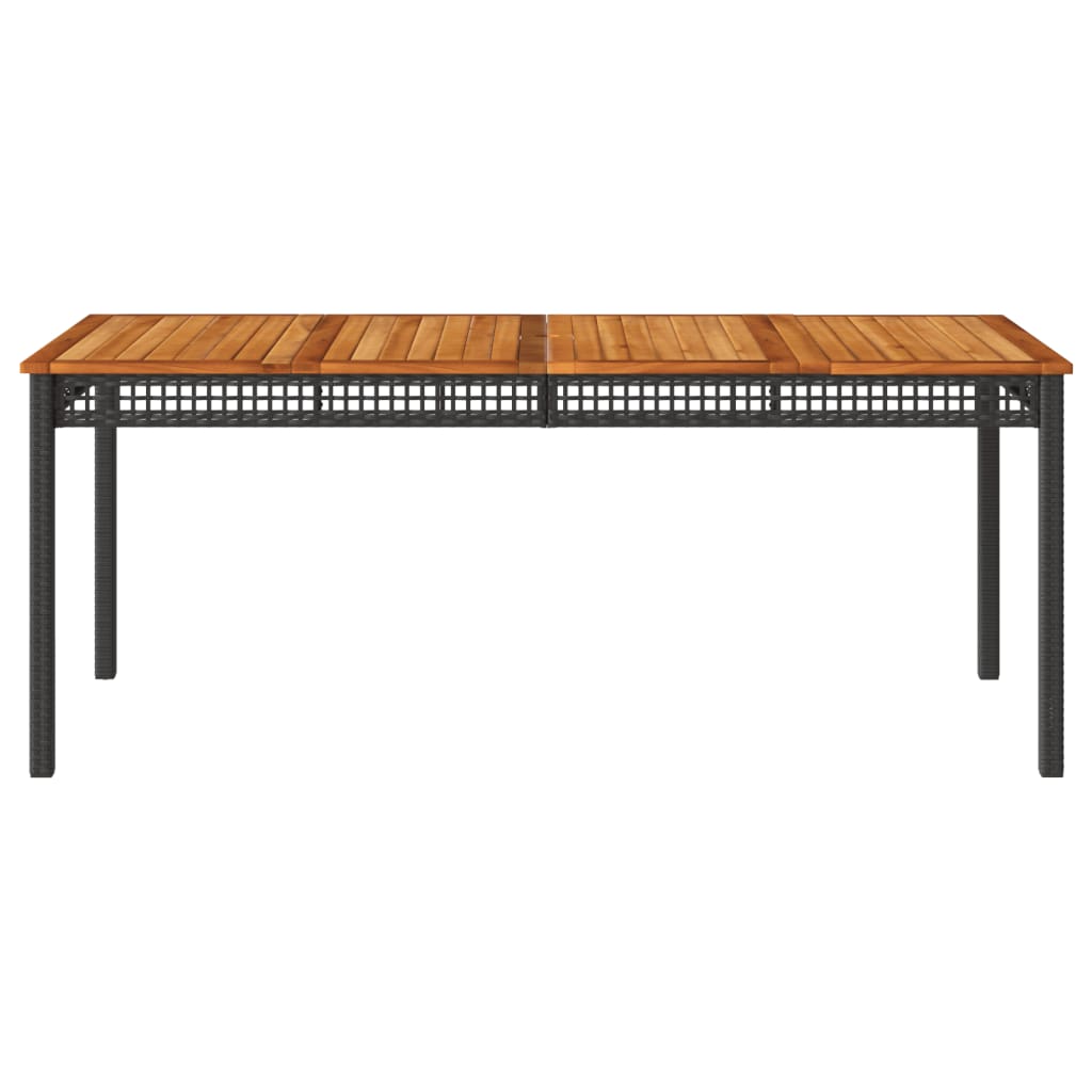 Mesa de jardim 180x90x75 cm vime PE e madeira de acácia preto