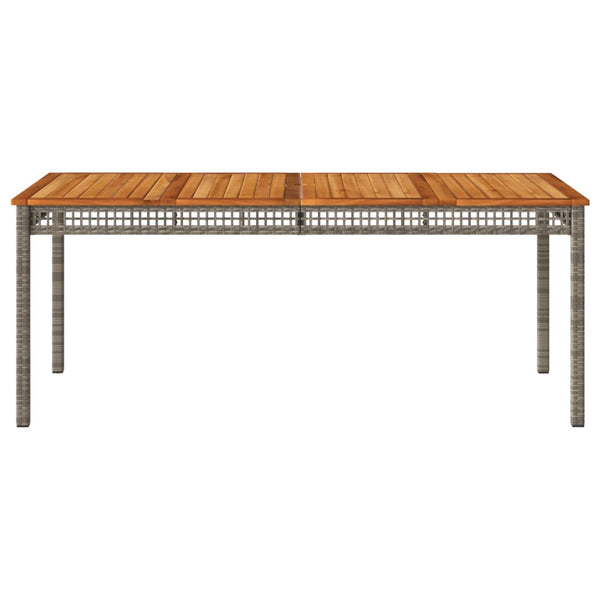 Mesa de jardim 180x90x75cm vime PE e madeira de acácia cinzento