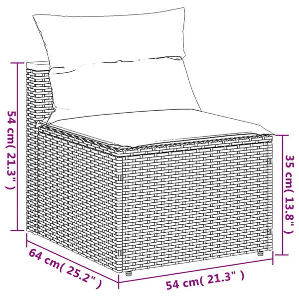 Sofás de jardim sem braços com almofadões 2 pcs vime PE cinza