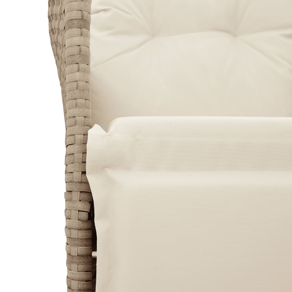 Cadeira de jardim reclinável com almofadões vime PE bege