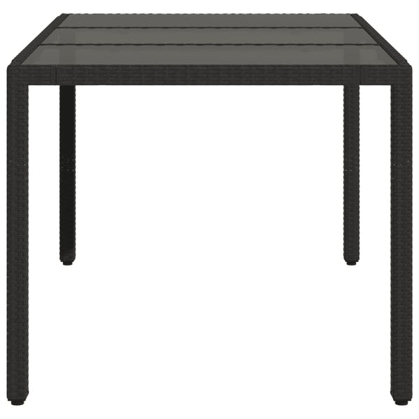 Mesa de jardim com tampo de vidro 150x90x75 cm vime PE preto