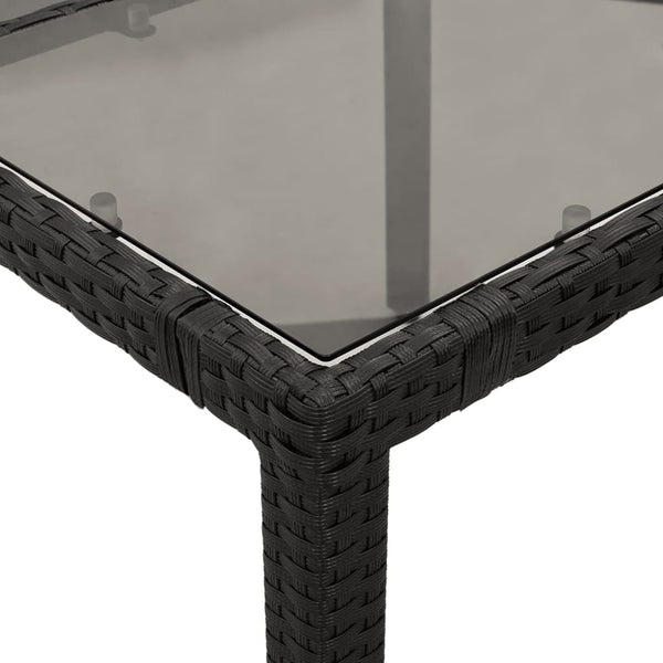 Mesa de jardim com tampo de vidro 150x90x75 cm vime PE preto