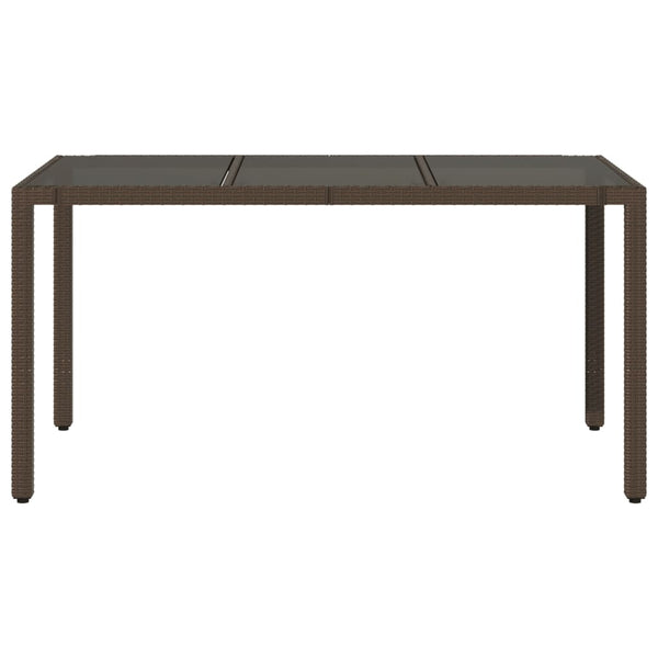 Mesa de jardim com tampo de vidro 150x90x75 cm vime PE castanho