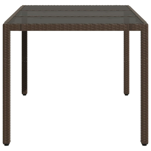 Mesa de jardim com tampo de vidro 150x90x75 cm vime PE castanho