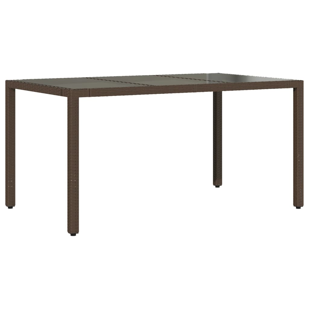 Mesa de jardim com tampo de vidro 150x90x75 cm vime PE castanho