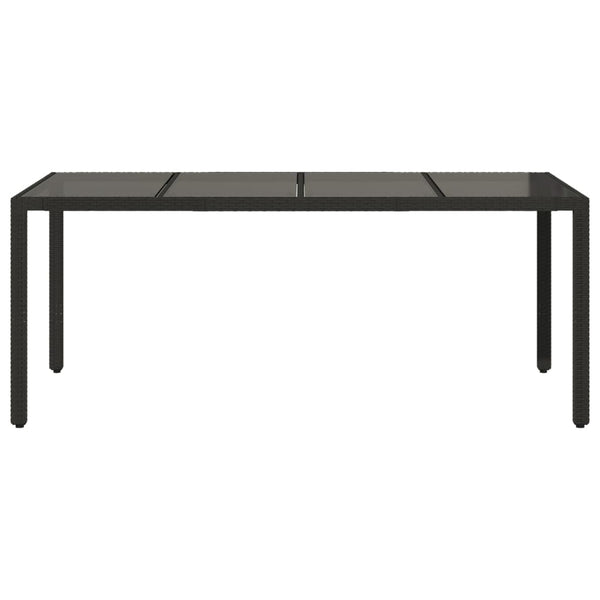 Mesa de jardim com tampo de vidro 190x90x75 cm vime PE preto