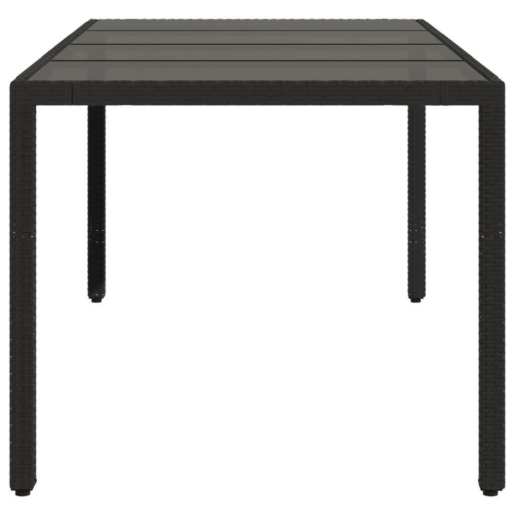 Mesa de jardim com tampo de vidro 190x90x75 cm vime PE preto