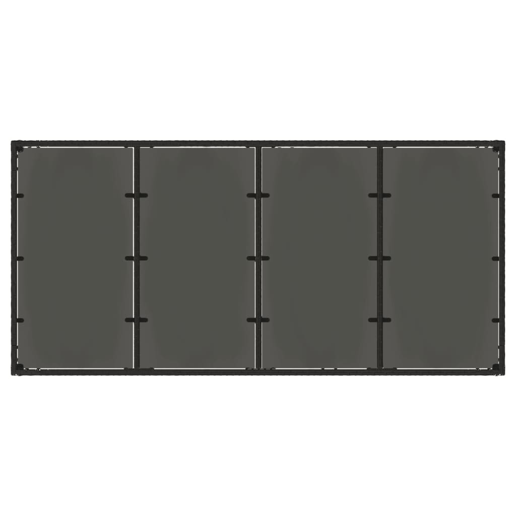 Mesa de jardim com tampo de vidro 190x90x75 cm vime PE preto