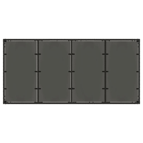 Mesa de jardim com tampo de vidro 190x90x75 cm vime PE preto