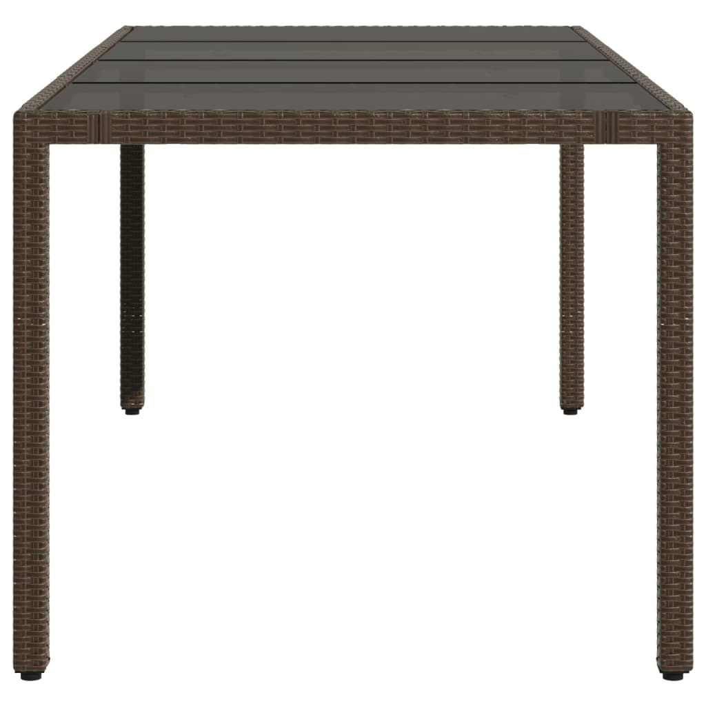 Mesa de jardim com tampo de vidro 190x90x75 cm vime PE castanho