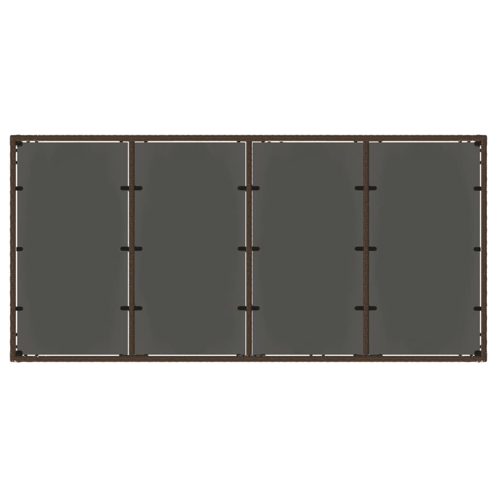 Mesa de jardim com tampo de vidro 190x90x75 cm vime PE castanho