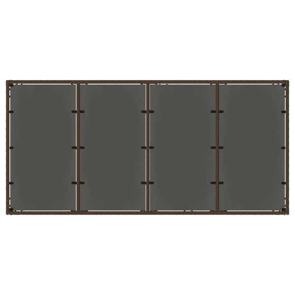 Mesa de jardim com tampo de vidro 190x90x75 cm vime PE castanho