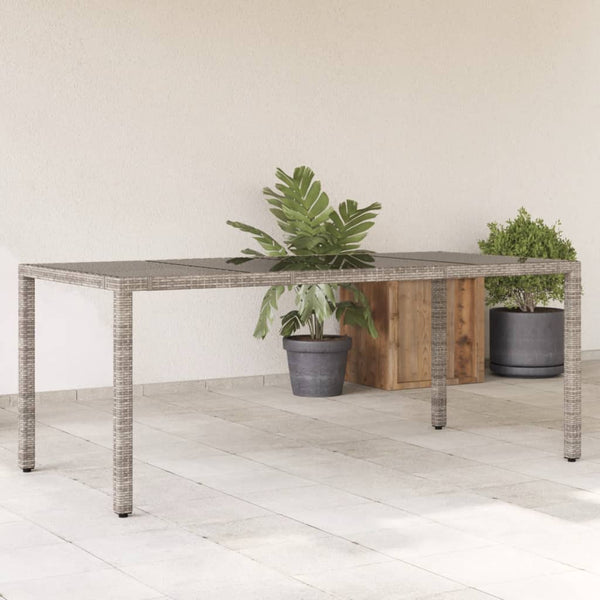 Mesa de jardim com tampo de vidro 190x90x75 cm vime PE cinza