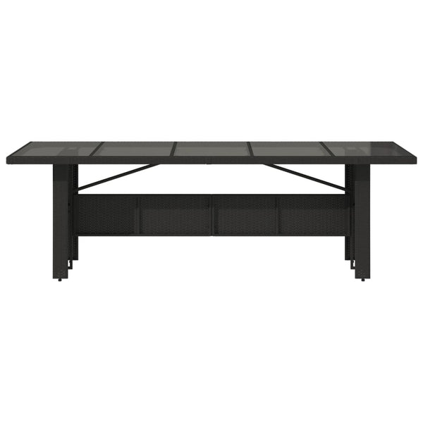 Mesa de jardim com tampo de vidro 240x90x75 cm vime PE preto