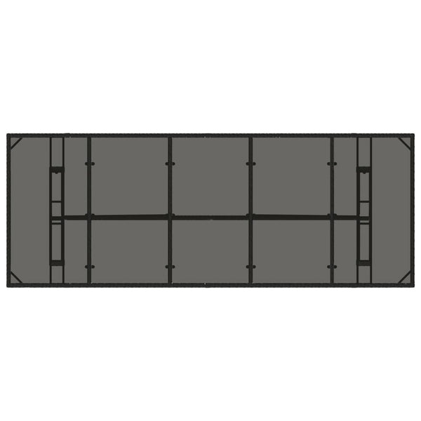 Mesa de jardim com tampo de vidro 240x90x75 cm vime PE preto