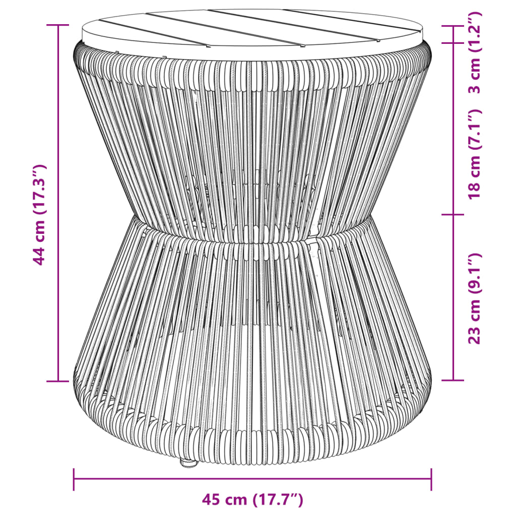 Mesa de centro com base de arame Ø 45x44 cm acácia maciça