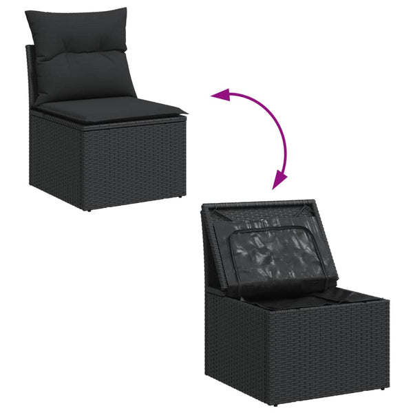 Cadeira de jardim sem apoio braços c/ almofadões vime PE preto