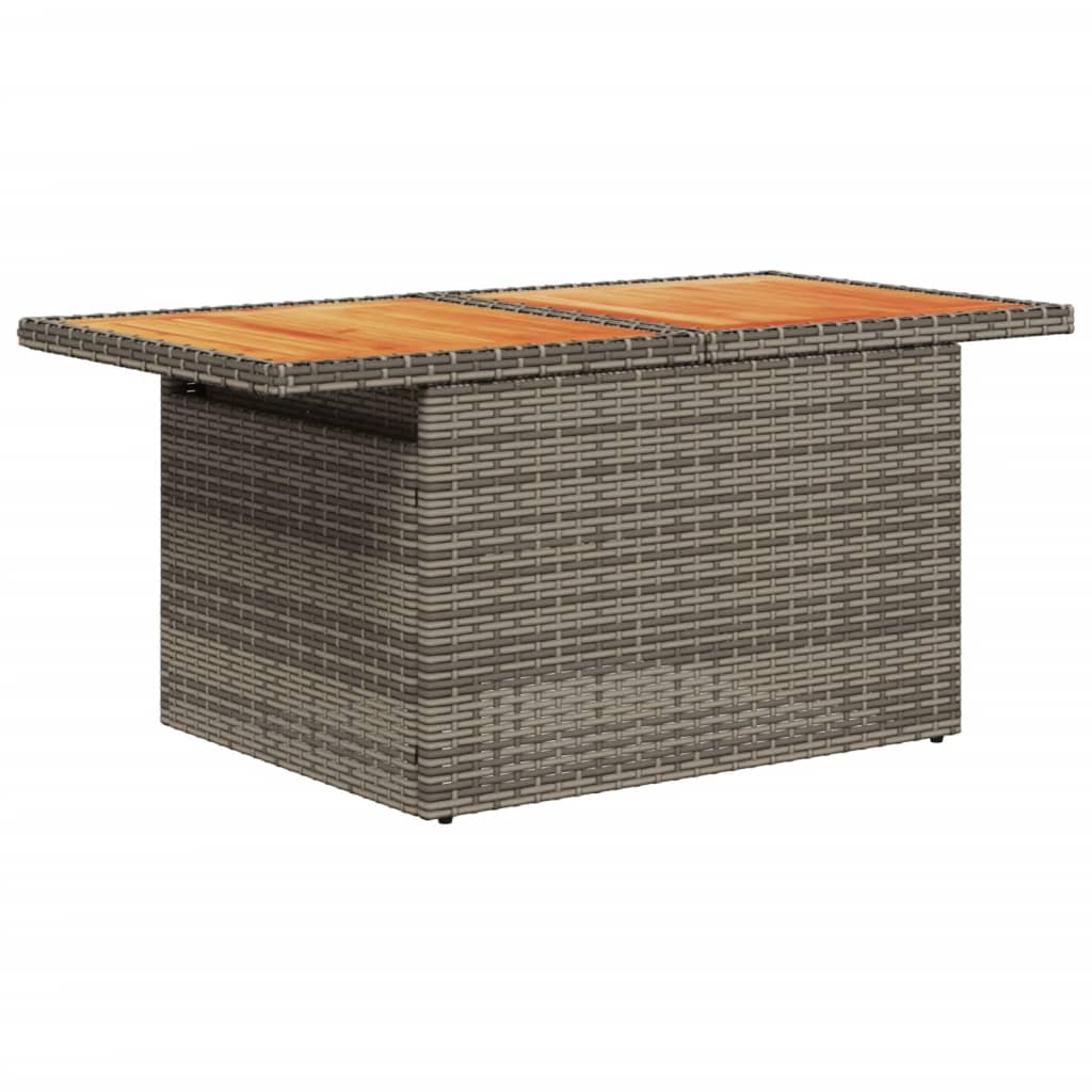 Mesa de jardim 100x55x73 cm vime PE/madeira de acácia cinzento