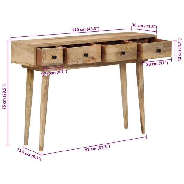 Mesa consola 110x30x75 cm madeira de mangueira maciça