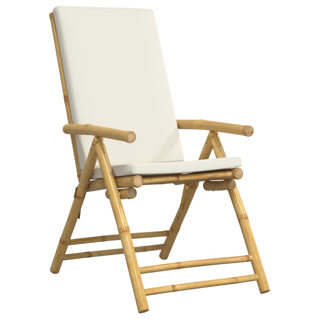 6 pcs cadeiras bistrô dobráveis c/ almofadões branco nata bambu