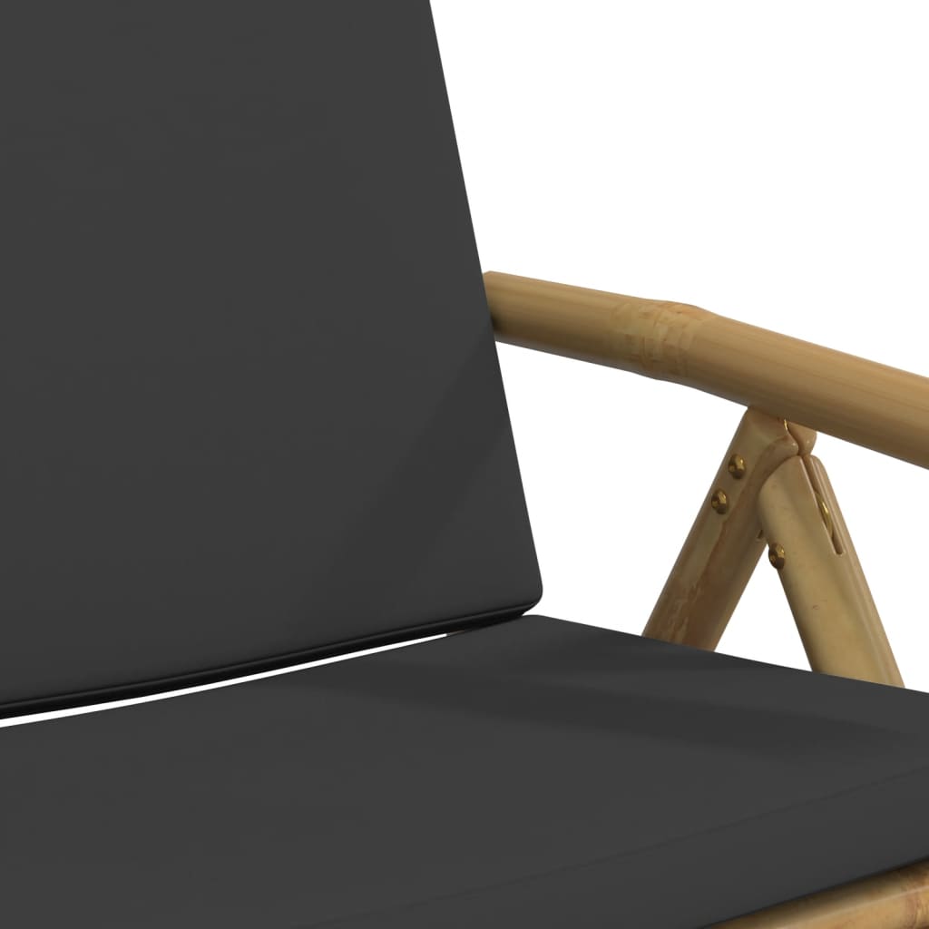 4pcs cadeiras bistrô dobráveis c/ almofadões cinza escuro bambu