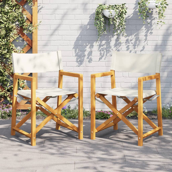 Cadeiras de jardim dobráveis 2 pcs tecido branco nata